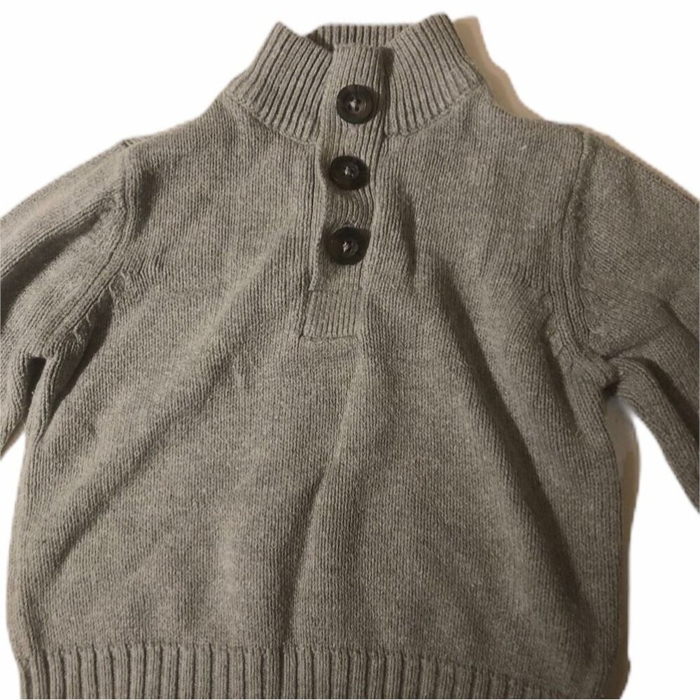 The Childrens Place Baby Girl Gray Knit Sweater 12-18 Months Button Up Collar - Picture 6 of 6